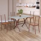 Conjunto Sala de Jantar Mesa Retangular 100x60cm Tampo Granito Topázio 4 Cadeiras Rio Conjunto Sala de Jantar Mesa Retangular 100x60cm Tampo Granito Topázio 4 Cadeiras Rio