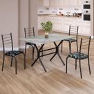 Conjunto Sala de Jantar Mesa Retangular 100x60cm Tampo Granito Topázio 4 Cadeiras Rio
