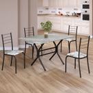 Conjunto Sala de Jantar Mesa Retangular 100x60cm Tampo Granito Topázio 4 Cadeiras Rio