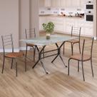 Conjunto Sala de Jantar Mesa Retangular 100x60cm Tampo Granito Topázio 4 Cadeiras Rio Conjunto Sala de Jantar Mesa Retangular 100x60cm Tampo Granito Topázio 4 Cadeiras Rio
