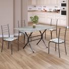 Conjunto Sala de Jantar Mesa Retangular 100x60cm Tampo Granito Topázio 4 Cadeiras Rio Conjunto Sala de Jantar Mesa Retangular 100x60cm Tampo Granito Topázio 4 Cadeiras Rio