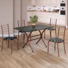Conjunto Sala de Jantar Mesa Retangular 100x60cm Tampo Madeira Mdp Ardósia Indiana 4 Cadeiras Rio
