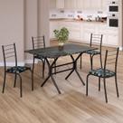 Conjunto Sala de Jantar Mesa Retangular 100x60cm Tampo Madeira Mdp Ardósia Indiana 4 Cadeiras Rio Conjunto Sala de Jantar Mesa Retangular 100x60cm Tampo Madeira Mdp Ardósia Indiana 4 Cadeiras Rio