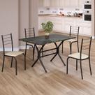 Conjunto Sala de Jantar Mesa Retangular 100x60cm Tampo Madeira Mdp Ardósia Indiana 4 Cadeiras Rio Conjunto Sala de Jantar Mesa Retangular 100x60cm Tampo Madeira Mdp Ardósia Indiana 4 Cadeiras Rio