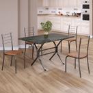 Conjunto Sala de Jantar Mesa Retangular 100x60cm Tampo Madeira Mdp Ardósia Indiana 4 Cadeiras Rio Conjunto Sala de Jantar Mesa Retangular 100x60cm Tampo Madeira Mdp Ardósia Indiana 4 Cadeiras Rio