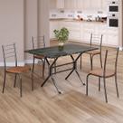 Conjunto Sala de Jantar Mesa Retangular 100x60cm Tampo Madeira Mdp Ardósia Indiana 4 Cadeiras Rio
