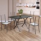 Conjunto Sala de Jantar Mesa Retangular 100x60cm Tampo Madeira Mdp Ardósia Indiana 4 Cadeiras Rio