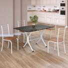 Conjunto Sala de Jantar Mesa Retangular 100x60cm Tampo Madeira Mdp Ardósia Indiana 4 Cadeiras Rio Conjunto Sala de Jantar Mesa Retangular 100x60cm Tampo Madeira Mdp Ardósia Indiana 4 Cadeiras Rio
