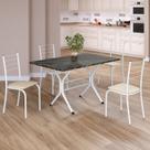 Conjunto Sala de Jantar Mesa Retangular 100x60cm Tampo Madeira Mdp Ardósia Indiana 4 Cadeiras Rio Conjunto Sala de Jantar Mesa Retangular 100x60cm Tampo Madeira Mdp Ardósia Indiana 4 Cadeiras Rio