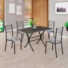 Conjunto Sala de Jantar Mesa Retangular 100x60cm Tampo Pedra Ardósia Indiana 4 Cadeiras Paraty