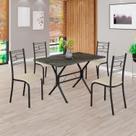 Conjunto Sala de Jantar Mesa Retangular 100x60cm Tampo Pedra Ardósia Indiana 4 Cadeiras Paraty