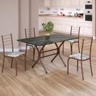 Conjunto Sala de Jantar Mesa Retangular 120x75cm Tampo Ardósia Indiana 4 Cadeiras Rio