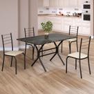 Conjunto Sala de Jantar Mesa Retangular 120x75cm Tampo Ardósia Indiana 4 Cadeiras Rio