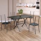 Conjunto Sala de Jantar Mesa Retangular 120x75cm Tampo Ardósia Indiana 4 Cadeiras Rio