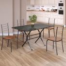 Conjunto Sala de Jantar Mesa Retangular 120x75cm Tampo Ardósia Indiana 4 Cadeiras Rio