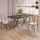 Conjunto Sala de Jantar Mesa Retangular 120x75cm Tampo Ardósia Indiana 4 Cadeiras Rio