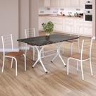 Conjunto Sala de Jantar Mesa Retangular 120x75cm Tampo Ardósia Indiana 4 Cadeiras Rio