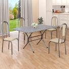 Conjunto Sala de Jantar Mesa Retangular 120x75cm Tampo Granito Ocre 4 Cadeiras Linda Yescasa
