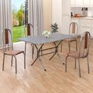 Conjunto Sala de Jantar Mesa Retangular 120x75cm Tampo Granito Ocre 4 Cadeiras Linda Yescasa