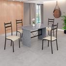 Conjunto Sala de Jantar Mesa Retangular 120x75cm Tampo Granito Ocre 4 Cadeiras Marselha