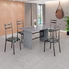 Conjunto Sala de Jantar Mesa Retangular 120x75cm Tampo Granito Ocre 4 Cadeiras Marselha