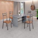Conjunto Sala de Jantar Mesa Retangular 120x75cm Tampo Granito Ocre 4 Cadeiras Marselha