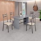 Conjunto Sala de Jantar Mesa Retangular 120x75cm Tampo Granito Ocre 4 Cadeiras Marselha