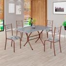Conjunto Sala de Jantar Mesa Retangular 120x75cm Tampo Granito Ocre 4 Cadeiras Paraty Marrom/Paraopeba Conjunto Sala de Jantar Mesa Retangular 120x75cm Tampo Granito Ocre 4 Cadeiras Paraty Marrom/Paraopeba
