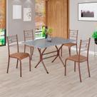 Conjunto Sala de Jantar Mesa Retangular 120x75cm Tampo Granito Ocre 4 Cadeiras Paraty