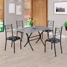 Conjunto Sala de Jantar Mesa Retangular 120x75cm Tampo Granito Ocre 4 Cadeiras Paraty