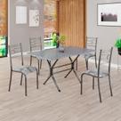 Conjunto Sala de Jantar Mesa Retangular 120x75cm Tampo Granito Ocre 4 Cadeiras Paraty