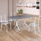 Conjunto Sala de Jantar Mesa Retangular 120x75cm Tampo Granito Ocre 4 Cadeiras Rio Branco/Paraopeba