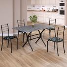 Conjunto Sala de Jantar Mesa Retangular 120x75cm Tampo Granito Ocre 4 Cadeiras Rio
