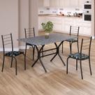 Conjunto Sala de Jantar Mesa Retangular 120x75cm Tampo Granito Ocre 4 Cadeiras Rio