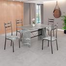 Conjunto Sala de Jantar Mesa Retangular 120x75cm Tampo Granito Topázio 4 Cadeiras Marselha Conjunto Sala de Jantar Mesa Retangular 120x75cm Tampo Granito Topázio 4 Cadeiras Marselha