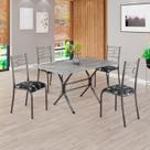 Conjunto Sala de Jantar Mesa Retangular 120x75cm Tampo Granito Topázio 4 Cadeiras Paraty