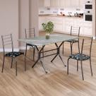 Conjunto Sala de Jantar Mesa Retangular 120x75cm Tampo Granito Topázio 4 Cadeiras Rio