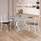 Conjunto Sala de Jantar Mesa Retangular 120x75cm Tampo Granito Topázio 4 Cadeiras Rio