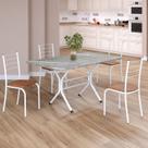 Conjunto Sala de Jantar Mesa Retangular 120x75cm Tampo Granito Topázio 4 Cadeiras Rio