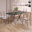 Conjunto Sala de Jantar Mesa Retangular 120x75cm Tampo Madeira Mdp Indiana 4 Cadeiras Rio