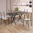 Conjunto Sala de Jantar Mesa Retangular 120x75cm Tampo Madeira Mdp Indiana 4 Cadeiras Rio