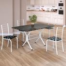 Conjunto Sala de Jantar Mesa Retangular 120x75cm Tampo Madeira Mdp Indiana 4 Cadeiras Rio