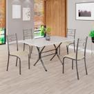 Conjunto Sala de Jantar Mesa Retangular 120x75cm Tampo Madeira Mdp Off White 4 Cadeiras Paraty