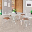 Conjunto Sala de Jantar Mesa Retangular 120x75cm Tampo Madeira Mdp Off White 4 Cadeiras Paraty
