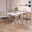 Conjunto Sala de Jantar Mesa Retangular 120x75cm Tampo Madeira Mdp White 4 Cadeiras Rio