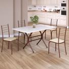 Conjunto Sala de Jantar Mesa Retangular 120x75cm Tampo Madeira Mdp White 4 Cadeiras Rio