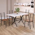 Conjunto Sala de Jantar Mesa Retangular 120x75cm Tampo Madeira Mdp White 4 Cadeiras Rio
