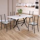 Conjunto Sala de Jantar Mesa Retangular 120x75cm Tampo Madeira Mdp White 4 Cadeiras Rio
