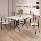 Conjunto Sala de Jantar Mesa Retangular 120x75cm Tampo Madeira Mdp White 4 Cadeiras Rio