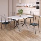 Conjunto Sala de Jantar Mesa Retangular 120x75cm Tampo Madeira Mdp White 4 Cadeiras Rio